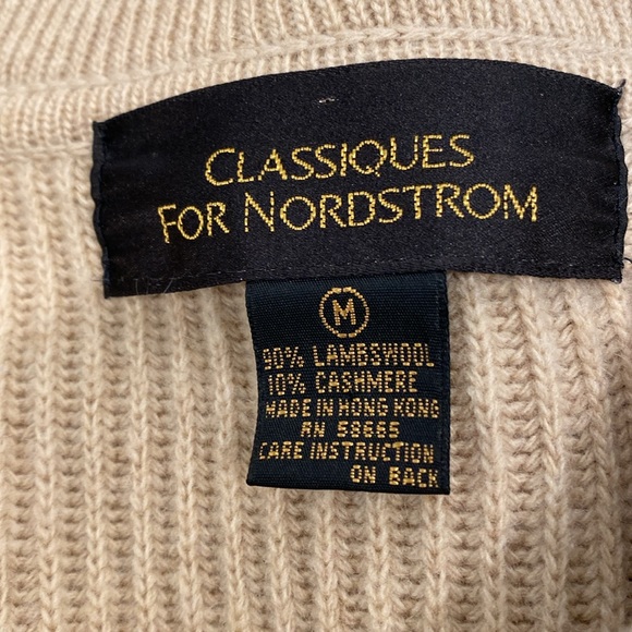 Classiques for Nordstrom Knit Zip-up Cardigan Tan Size M Lambswool and Cashmere - Picture 4 of 6